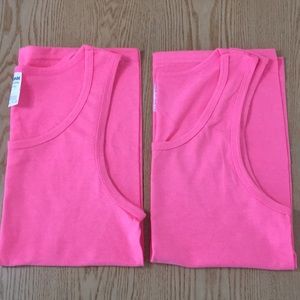 #15 New Bundle 2 Women’s Gildan Tank Tops Cotton Polyester Stretchy Neon Pink XS